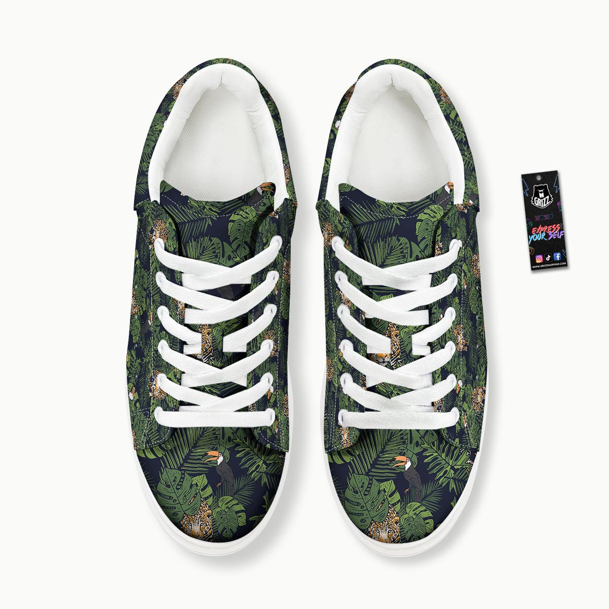 Toucan And Tiger Print Pattern Platform Shoes-grizzshop
