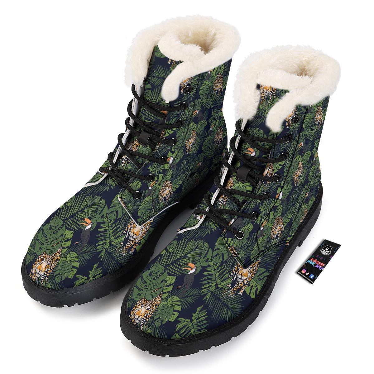 Toucan And Tiger Print Pattern Winter Boots-grizzshop