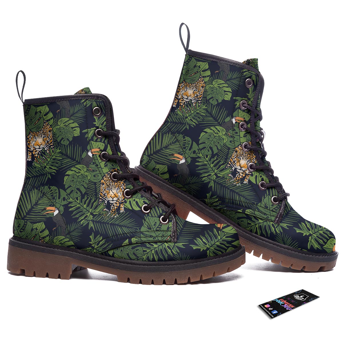 Toucan And Tiger Print Pattern Work Boots-grizzshop