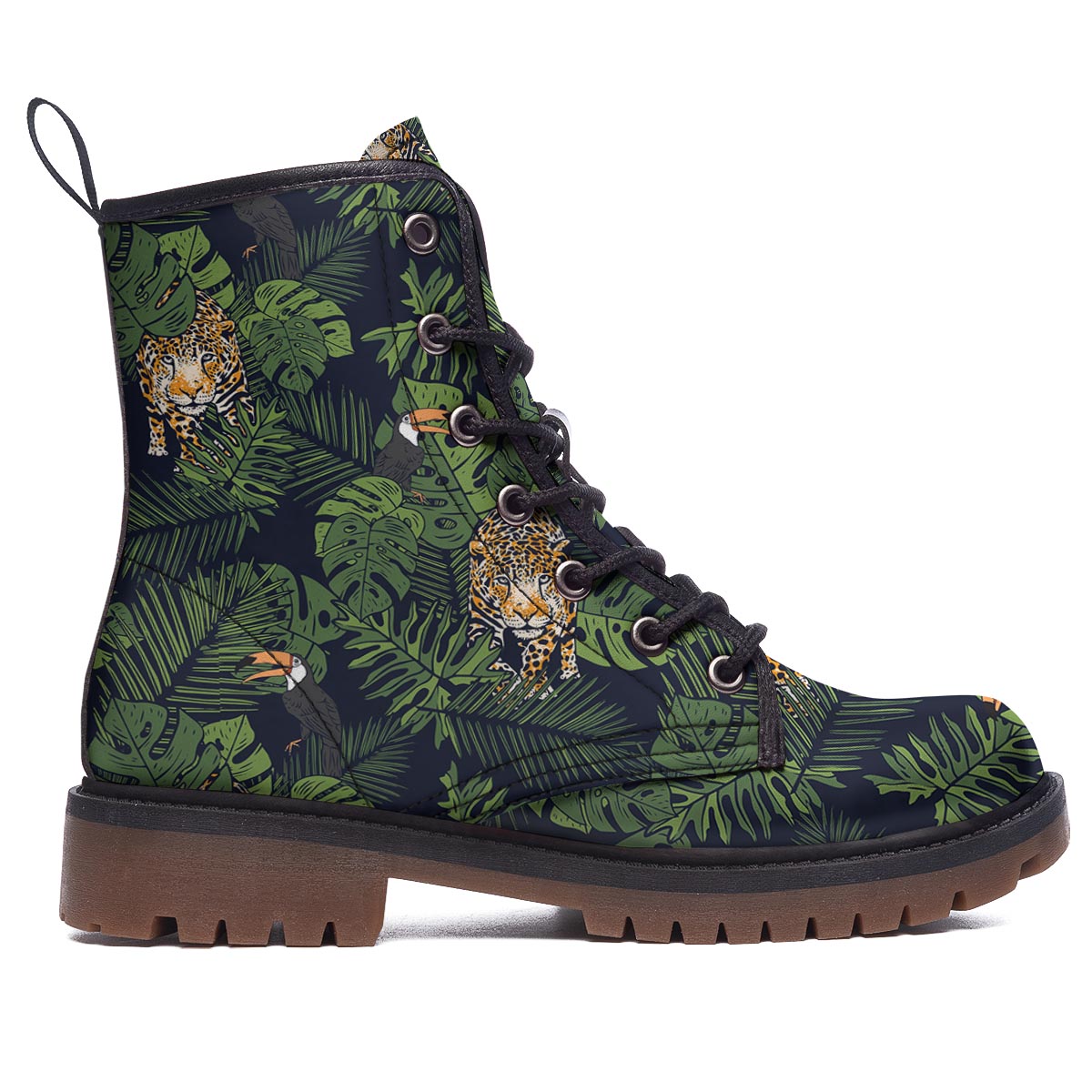 Toucan And Tiger Print Pattern Work Boots-grizzshop