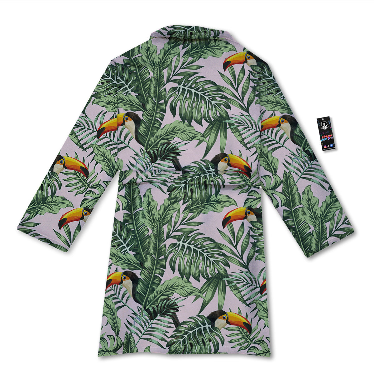 Toucan And Tropical Palm Leaf Print Bathrobe-grizzshop
