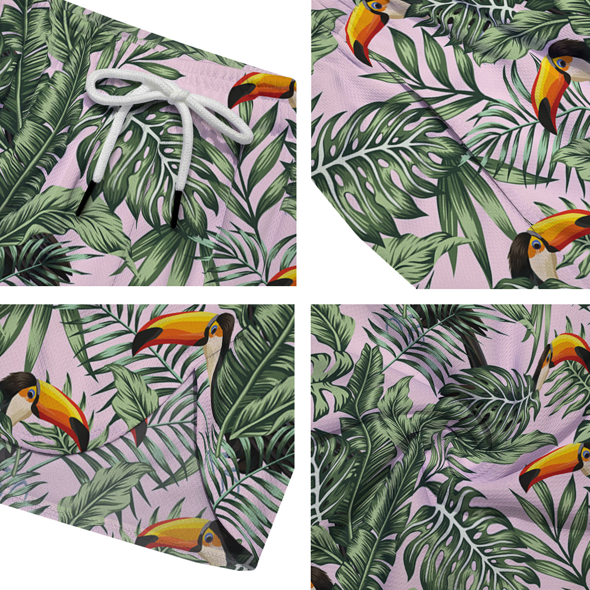 Toucan And Tropical Palm Leaf Print Men's Running Shorts-grizzshop