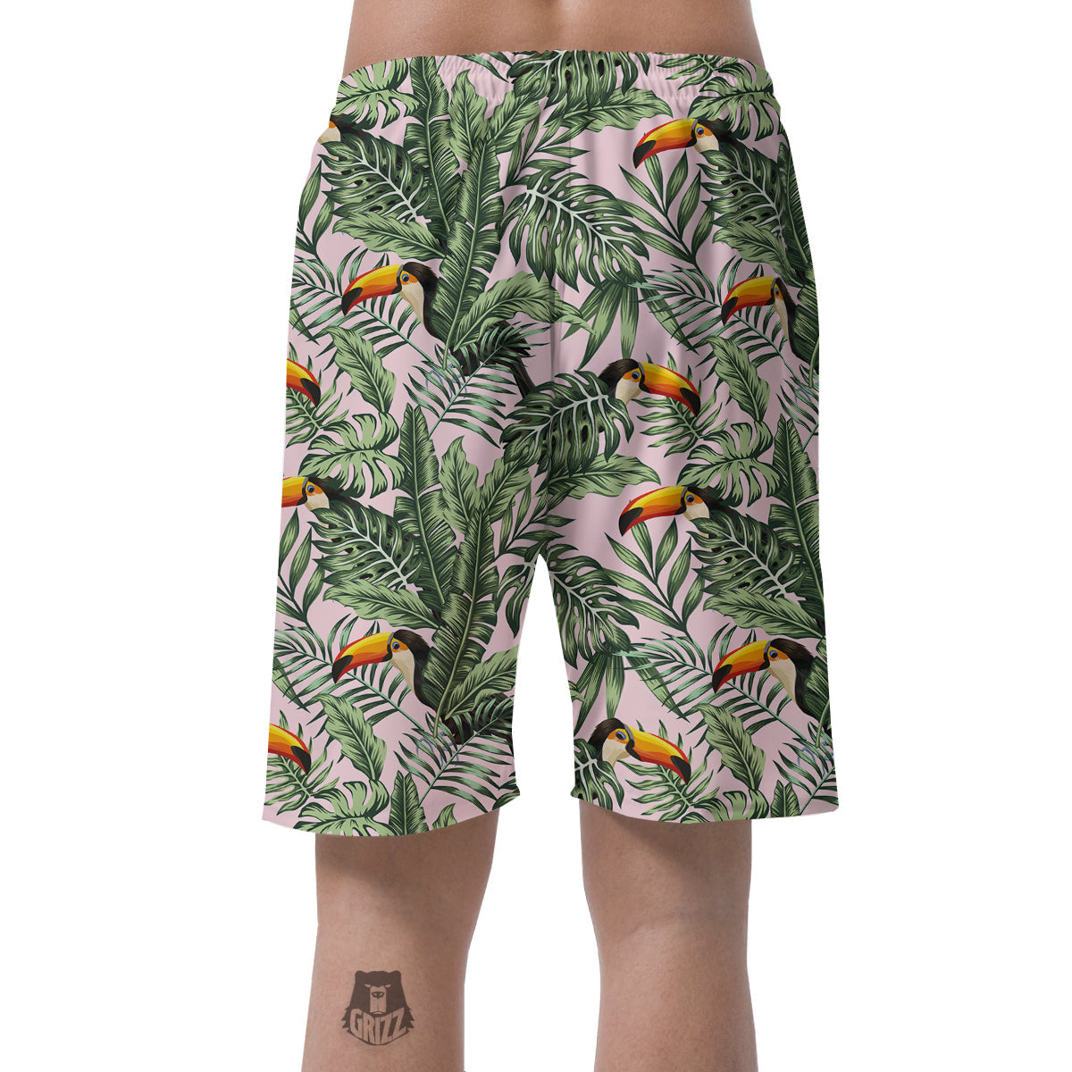 Toucan And Tropical Palm Leaf Print Men's Shorts-grizzshop
