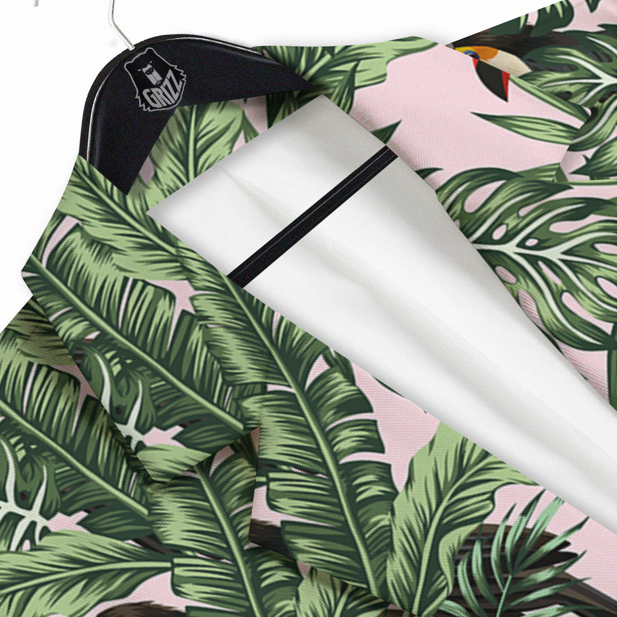 Toucan And Tropical Palm Leaf Print Men's Sport Coat-grizzshop