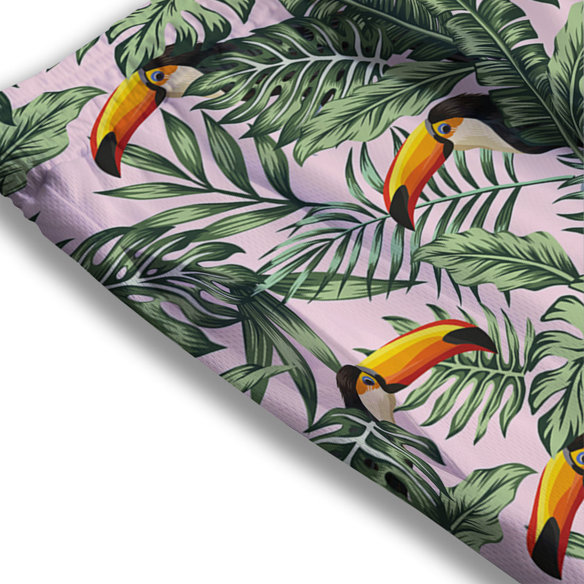 Toucan And Tropical Palm Leaf Print Mesh Shorts