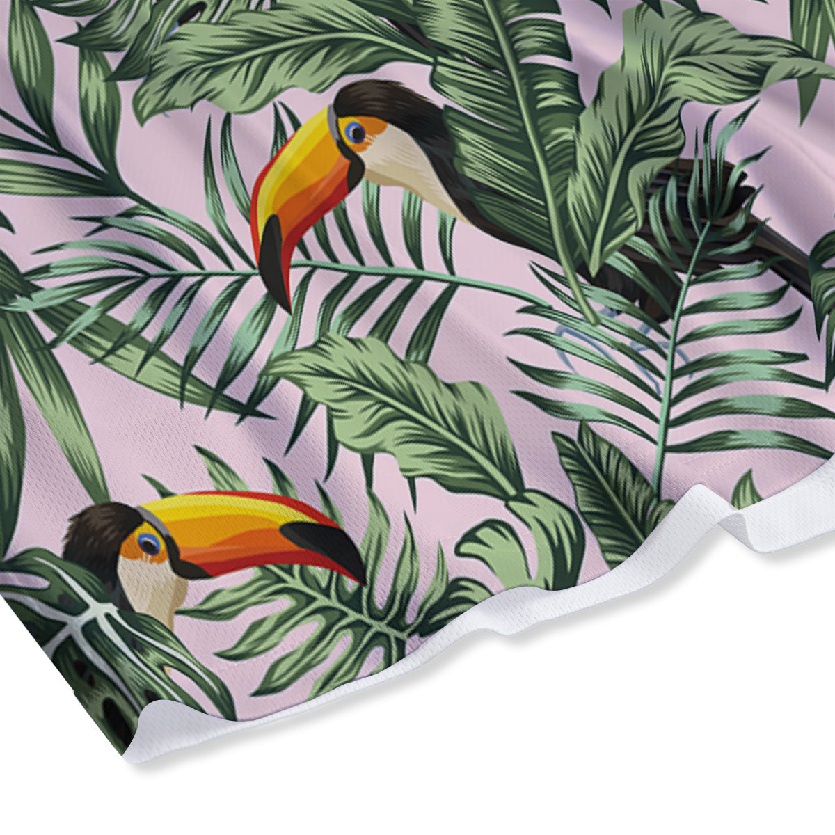 Toucan And Tropical Palm Leaf Print Mesh Shorts