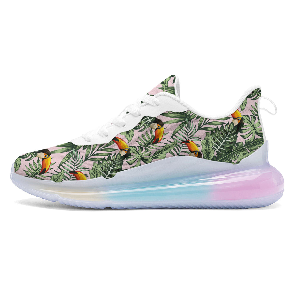 Toucan And Tropical Palm Leaf Print Running Sneakers-grizzshop
