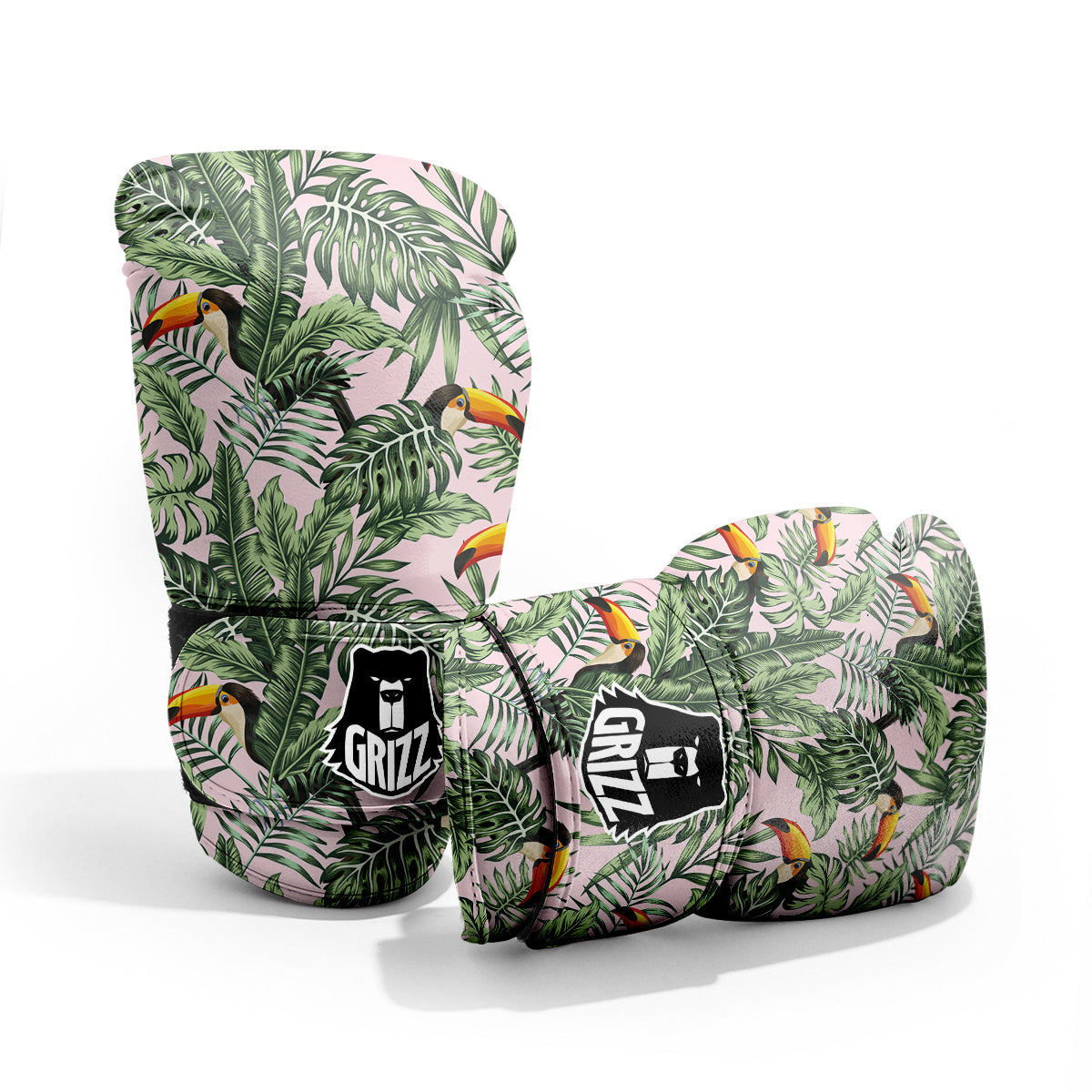 Toucan And Tropical Palm Leaf Print Pro Boxing Glove