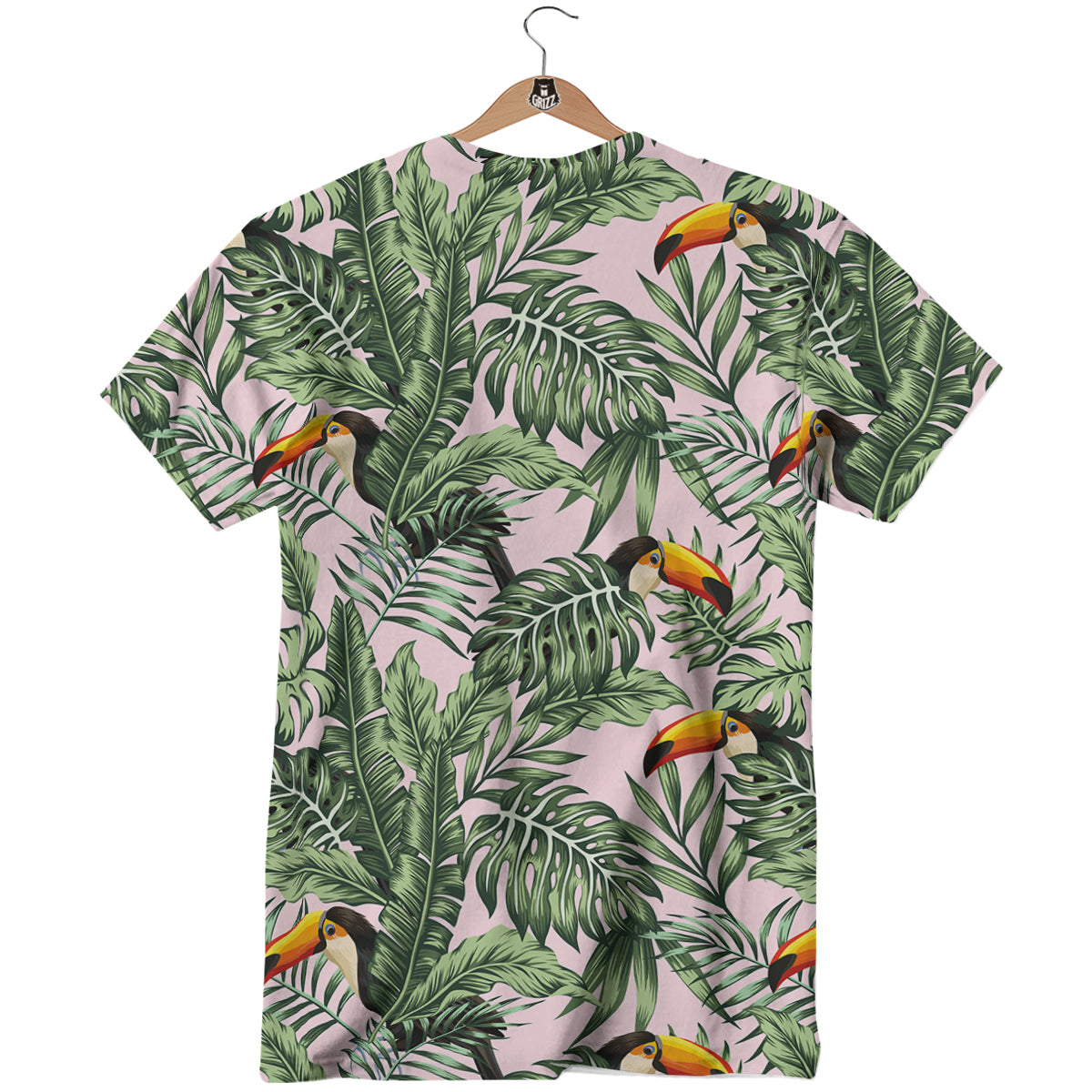 Toucan And Tropical Palm Leaf Print T-Shirt-grizzshop