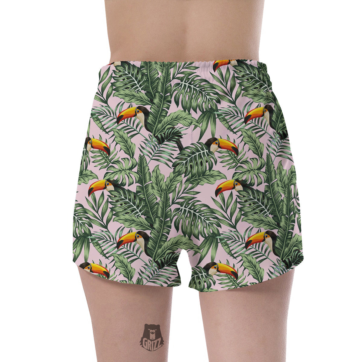 Toucan And Tropical Palm Leaf Print Women's Shorts-grizzshop
