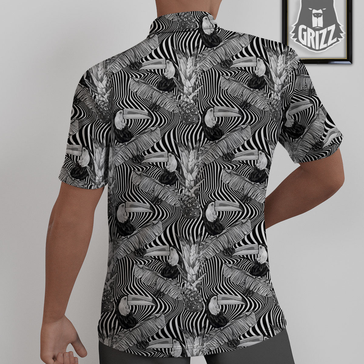 Toucan Black Illusion Print Pattern Untucked Shirts-grizzshop