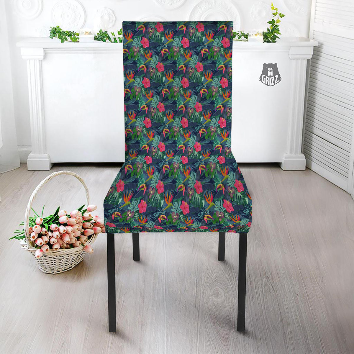 Toucan Exotic Tropical Print Pattern Dining Chair Slipcover-grizzshop