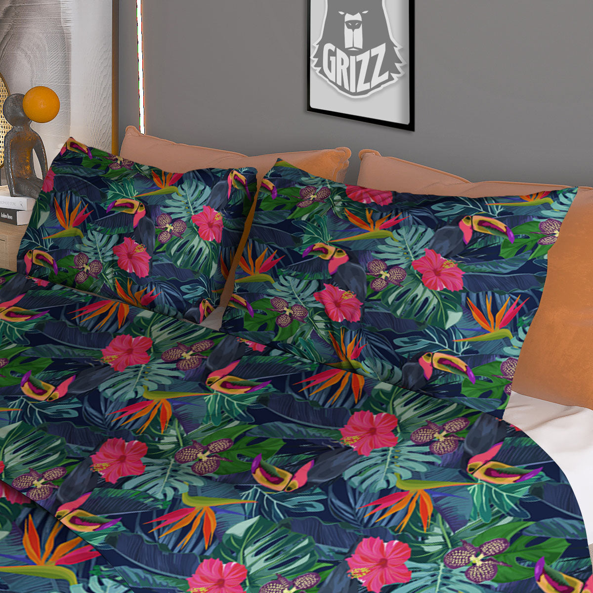 Toucan Exotic Tropical Print Pattern Duvet Cover Bedding Set-grizzshop