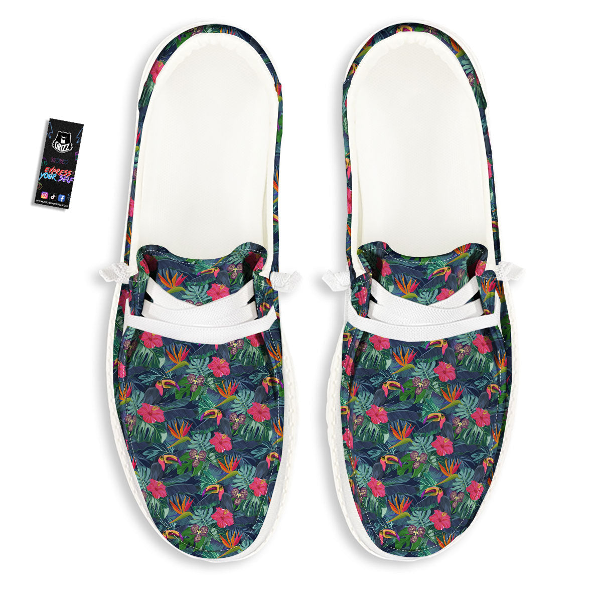 Toucan Exotic Tropical Print Pattern White Loafers-grizzshop