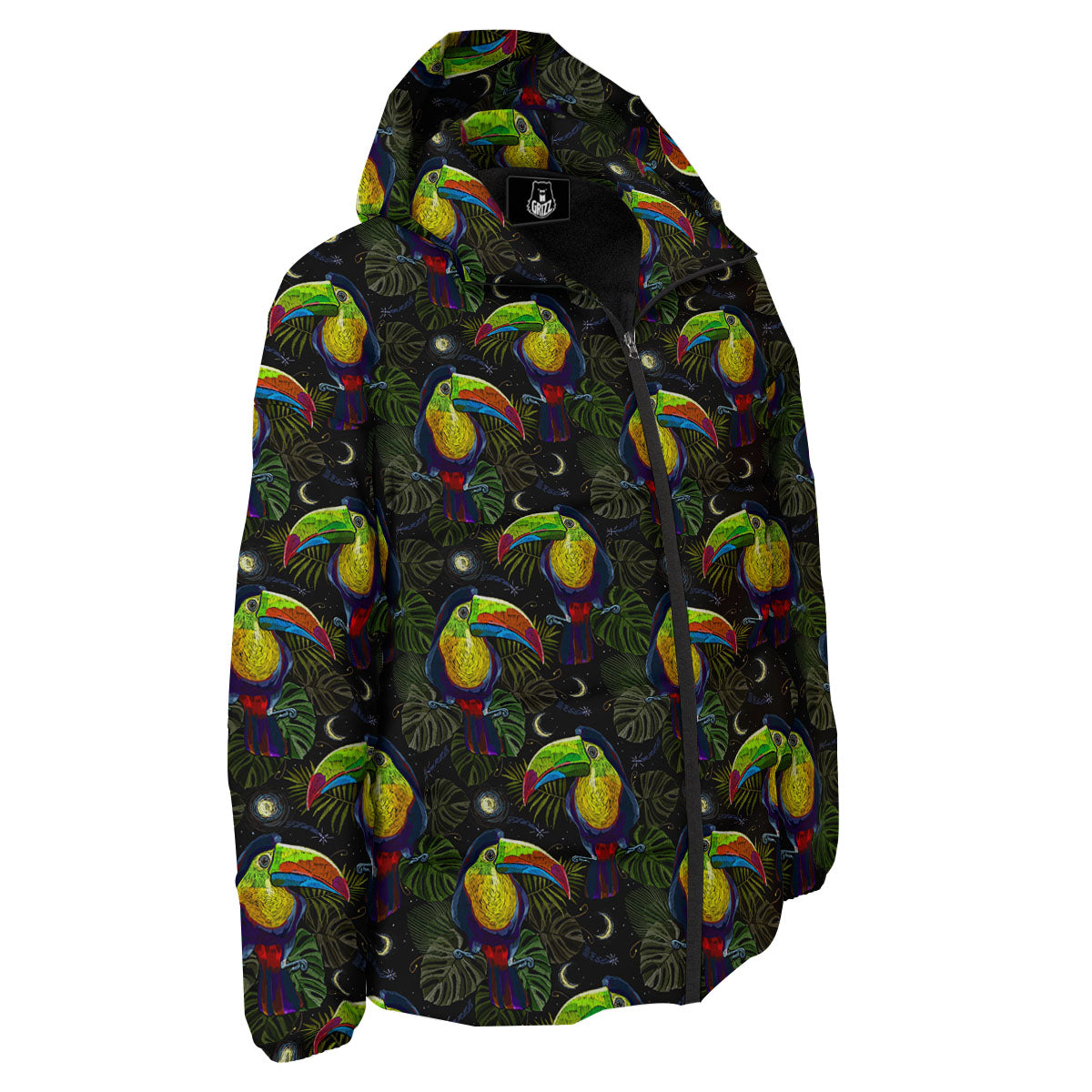 Toucan Keel Billed Tropical Print Pattern Down Jacket-grizzshop