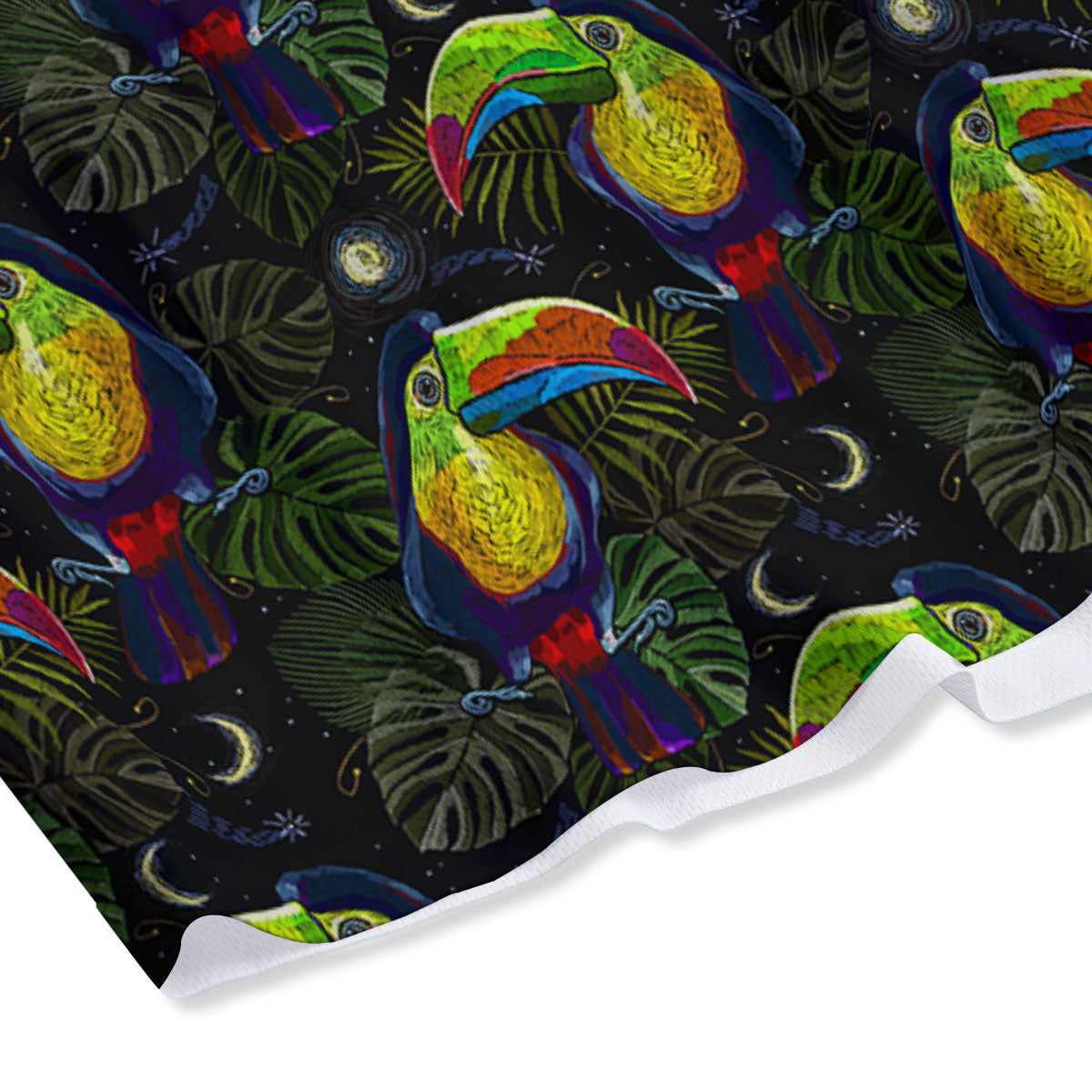 Toucan Keel Billed Tropical Print Pattern Mesh Shorts