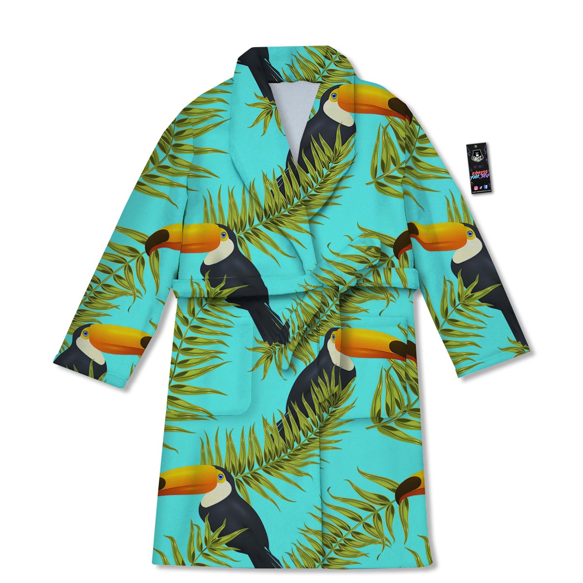 Toucan Toco Print Pattern Bathrobe-grizzshop