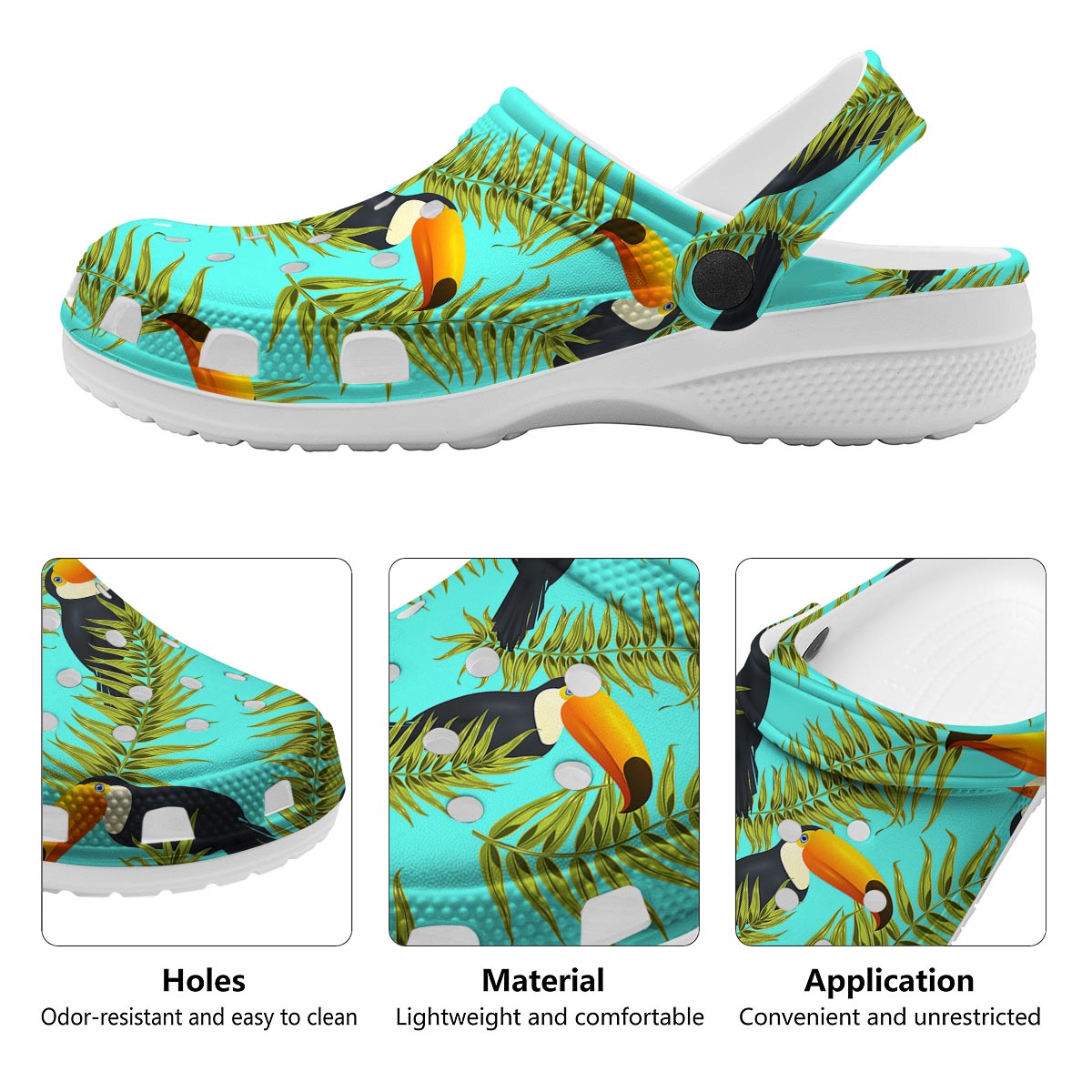 Toucan Toco Print Pattern Clog-grizzshop