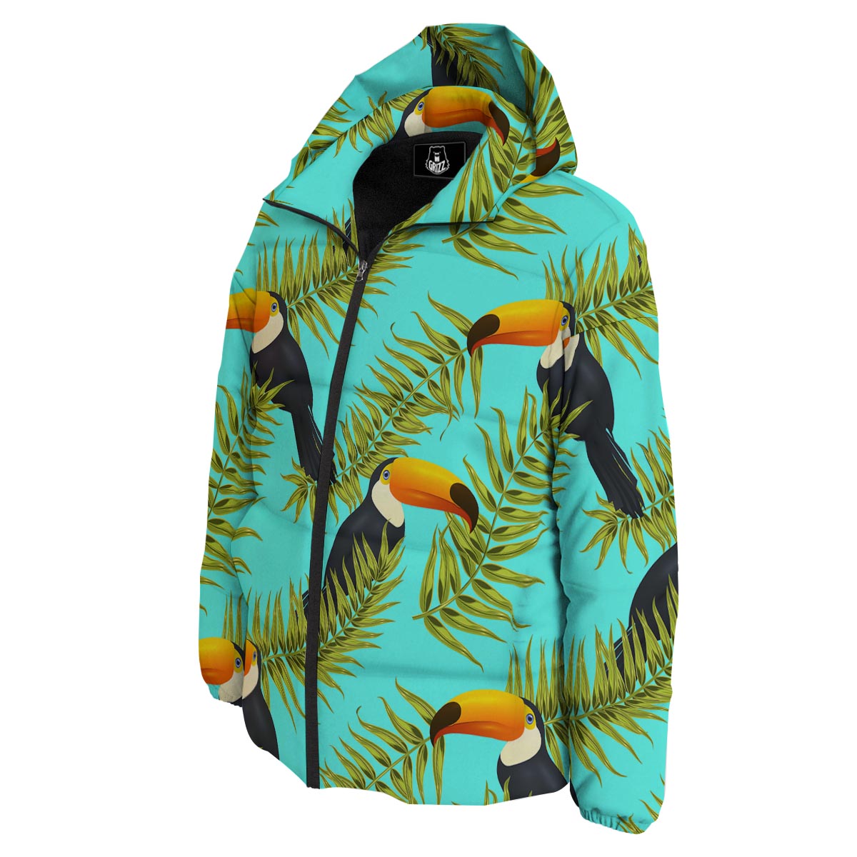 Toucan Toco Print Pattern Down Jacket-grizzshop