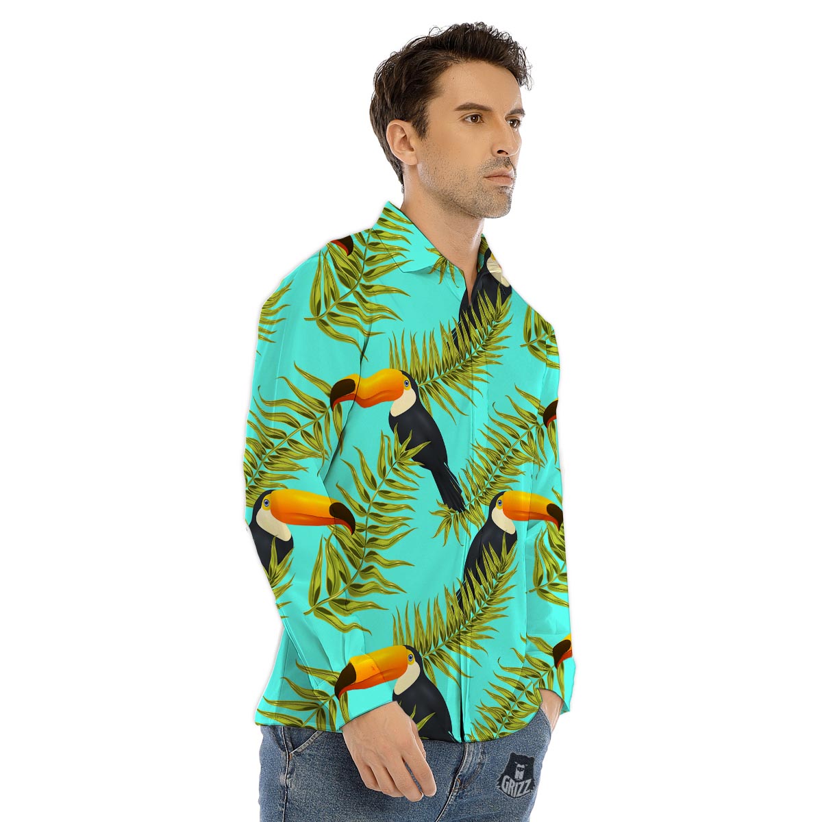 Toucan Toco Print Pattern Men's Dress Shirts-grizzshop