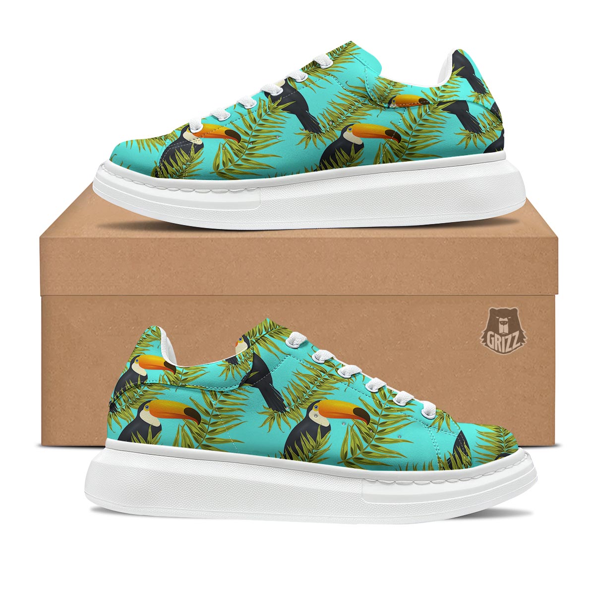 Toucan Toco Print Pattern Platform Shoes-grizzshop