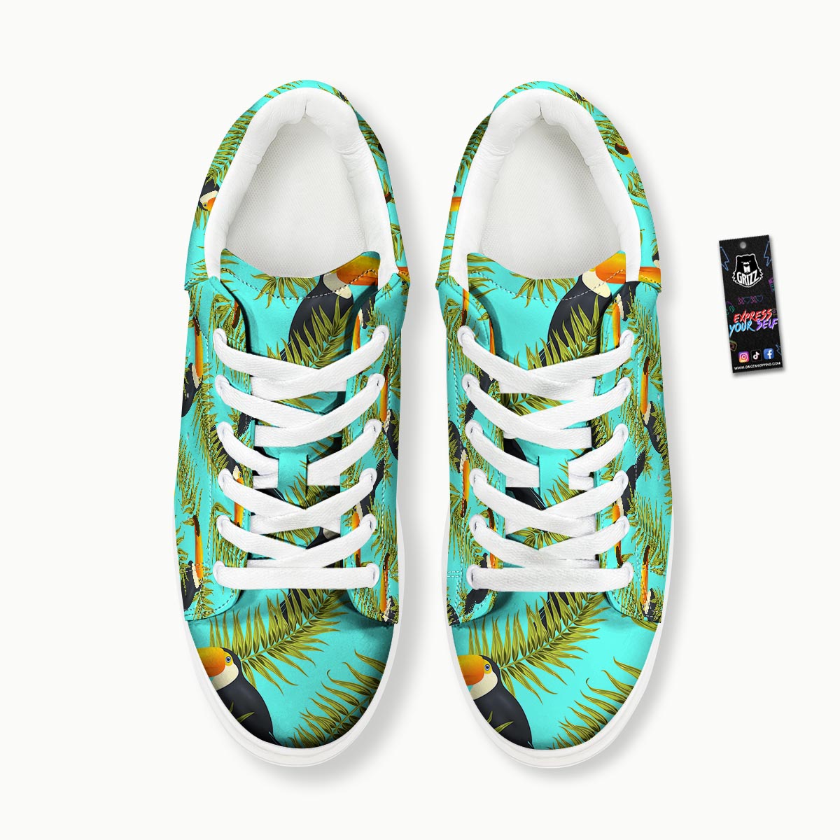 Toucan Toco Print Pattern Platform Shoes-grizzshop