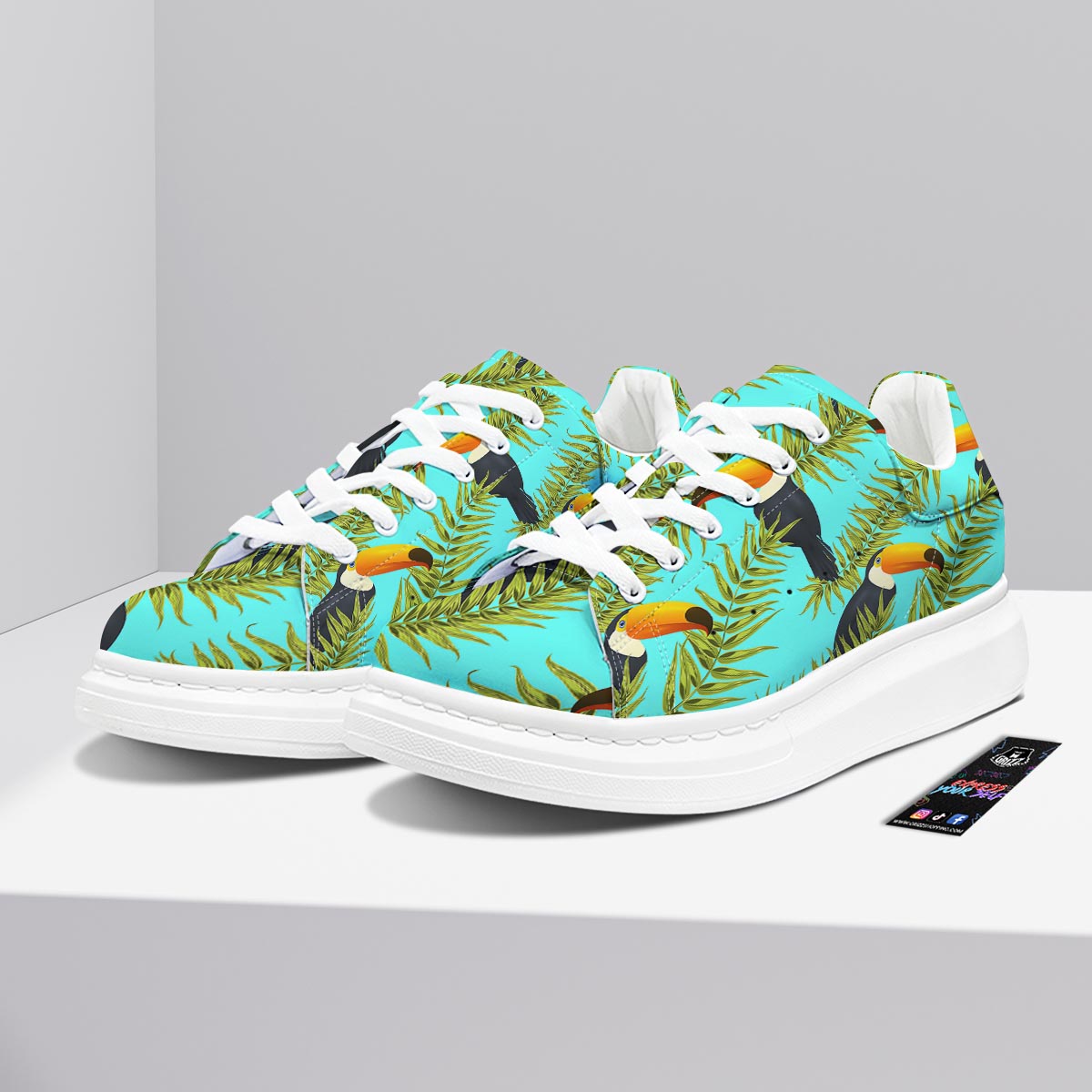 Toucan Toco Print Pattern Platform Shoes-grizzshop