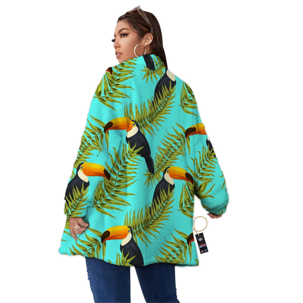 Toucan Toco Print Pattern Women's Sherpa Jacket-grizzshop