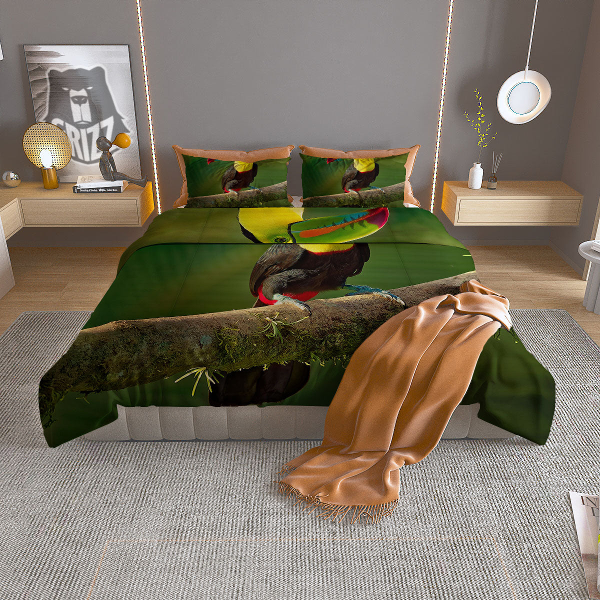 Toucan Tropical Toco Print Duvet Cover Bedding Set-grizzshop