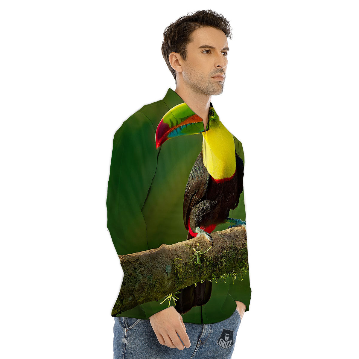 Toucan Tropical Toco Print Men's Dress Shirts-grizzshop