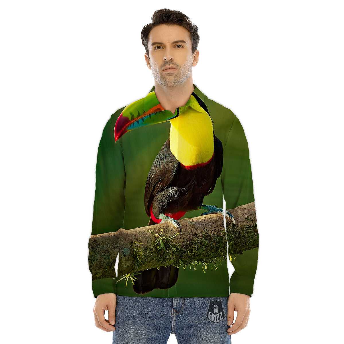 Toucan Tropical Toco Print Men's Dress Shirts-grizzshop