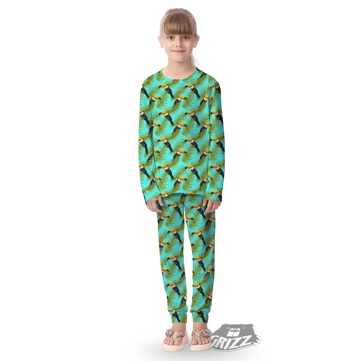 Toucan Tropical Toco Print Pattern Kid's Pajamas-grizzshop