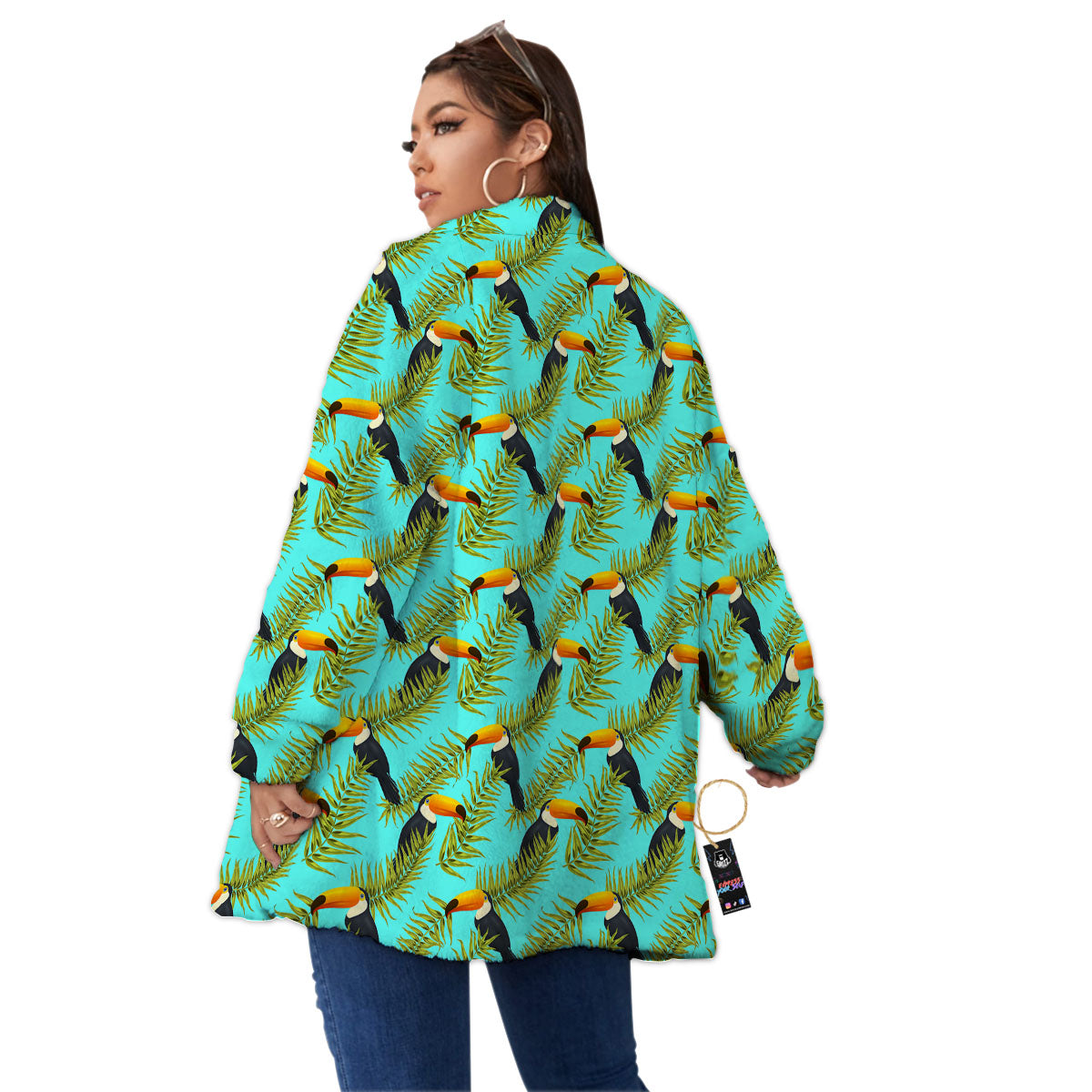 Toucan Tropical Toco Print Pattern Women's Sherpa Jacket-grizzshop