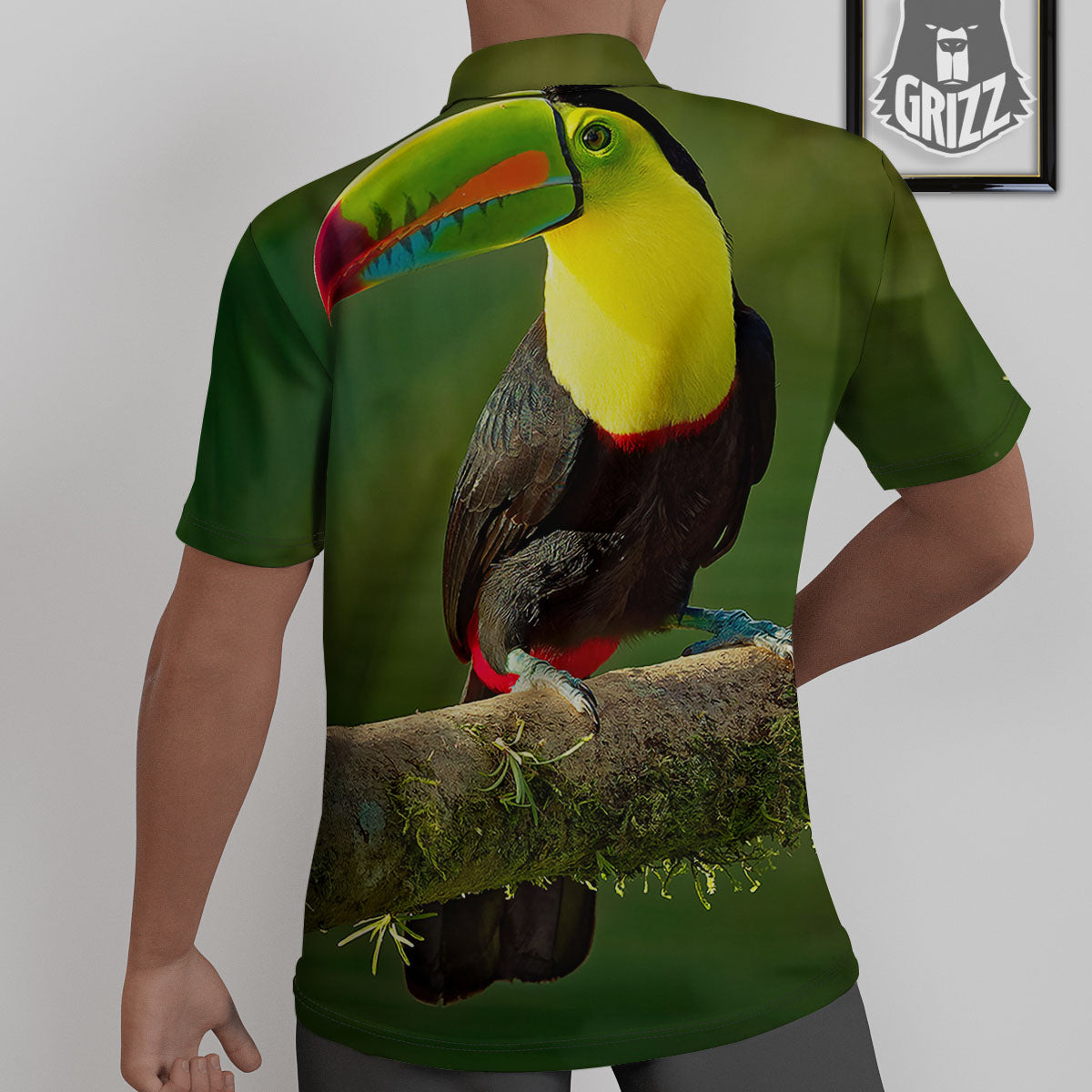 Toucan Tropical Toco Print Untucked Shirts-grizzshop