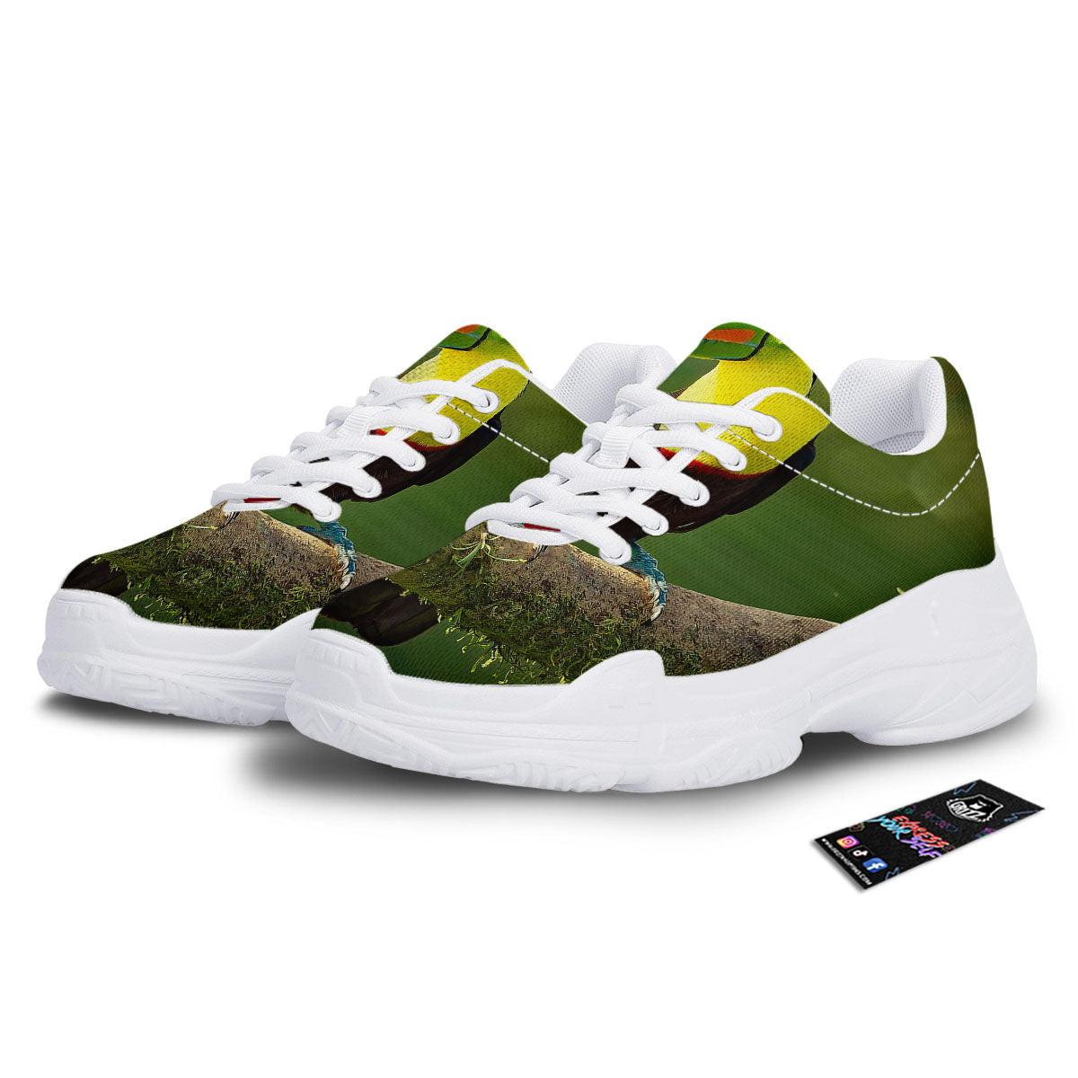 Toucan Tropical Toco Print White Chunky Shoes-grizzshop