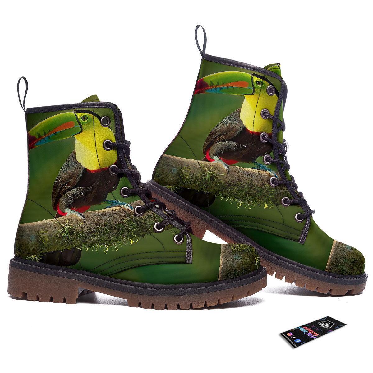 Toucan Tropical Toco Print Work Boots-grizzshop