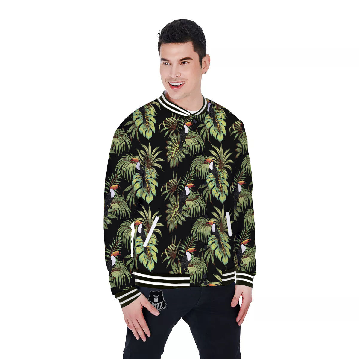 Toucan Vintage Print Pattern Baseball Jacket-grizzshop