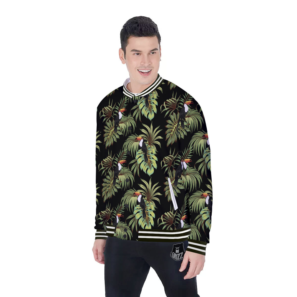 Toucan Vintage Print Pattern Baseball Jacket-grizzshop
