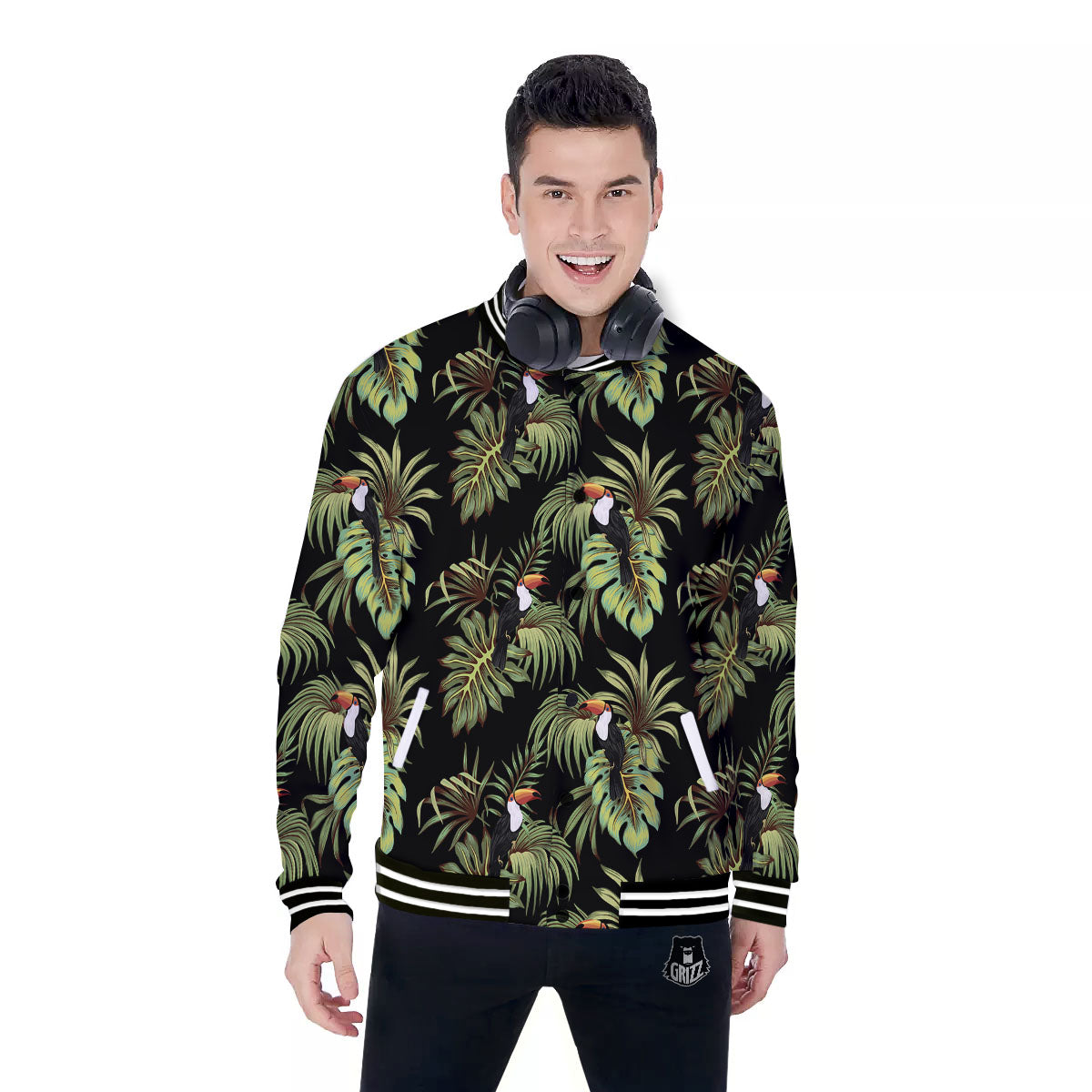 Toucan Vintage Print Pattern Baseball Jacket-grizzshop