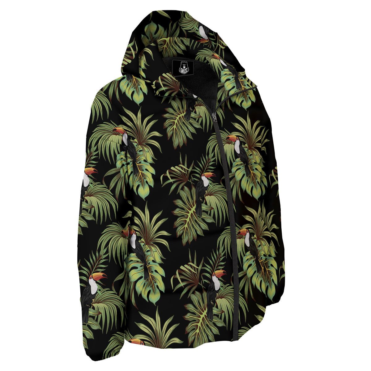 Toucan Vintage Print Pattern Down Jacket-grizzshop
