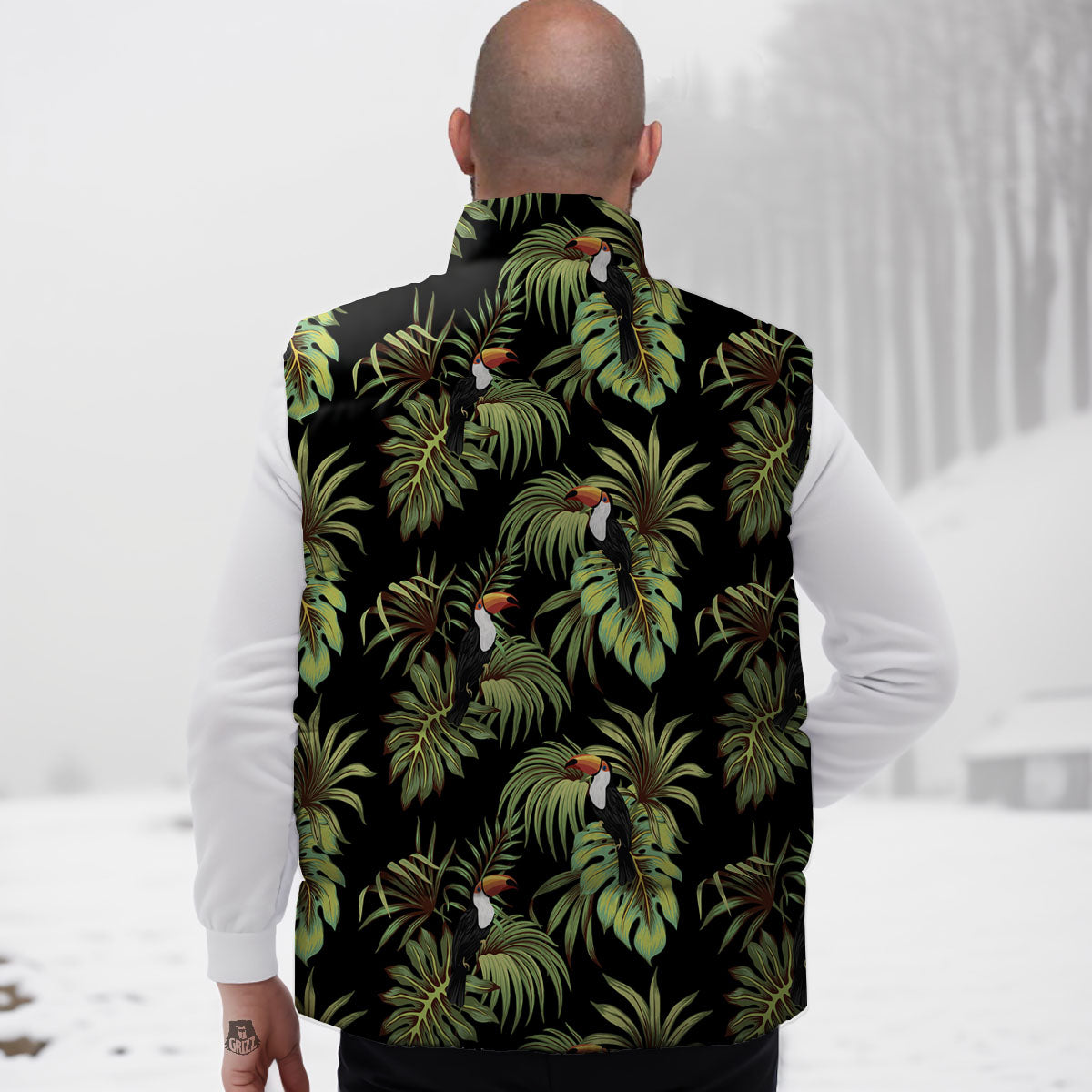 Toucan Vintage Print Pattern Down Vest-grizzshop