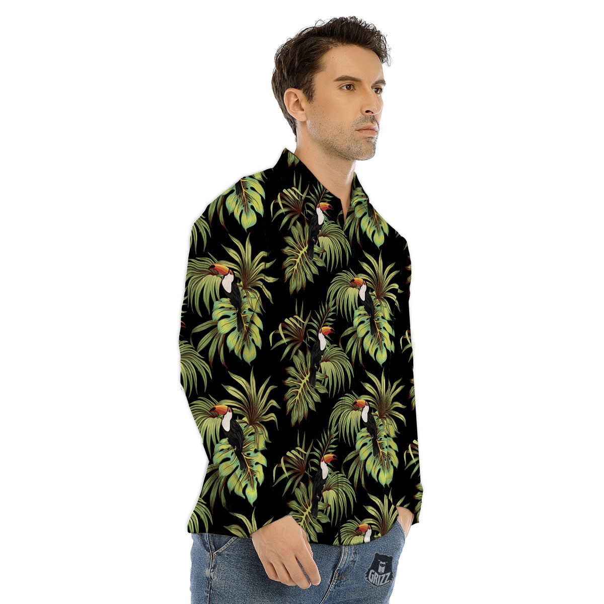 Toucan Vintage Print Pattern Men's Dress Shirts-grizzshop