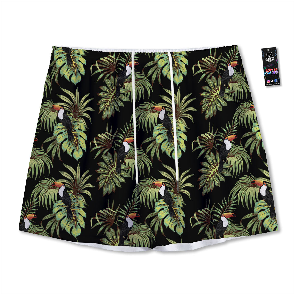Toucan Vintage Print Pattern Mesh Shorts