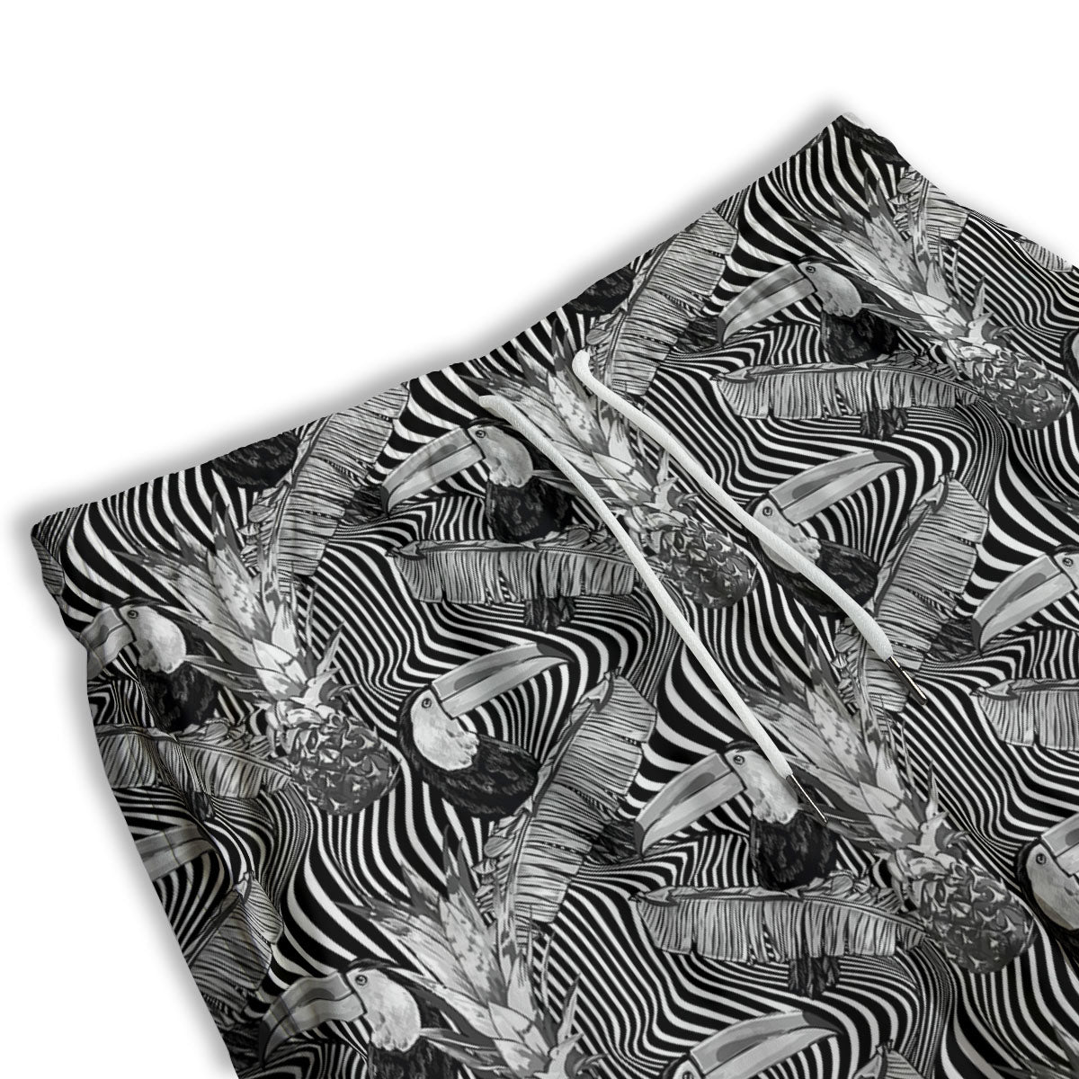 Toucan Black Illusion Print Pattern Men's Athletic Shorts
