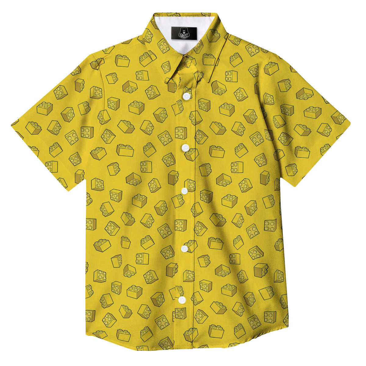 Toy Building Blocks Print Pattern Button Up Shirt-grizzshop