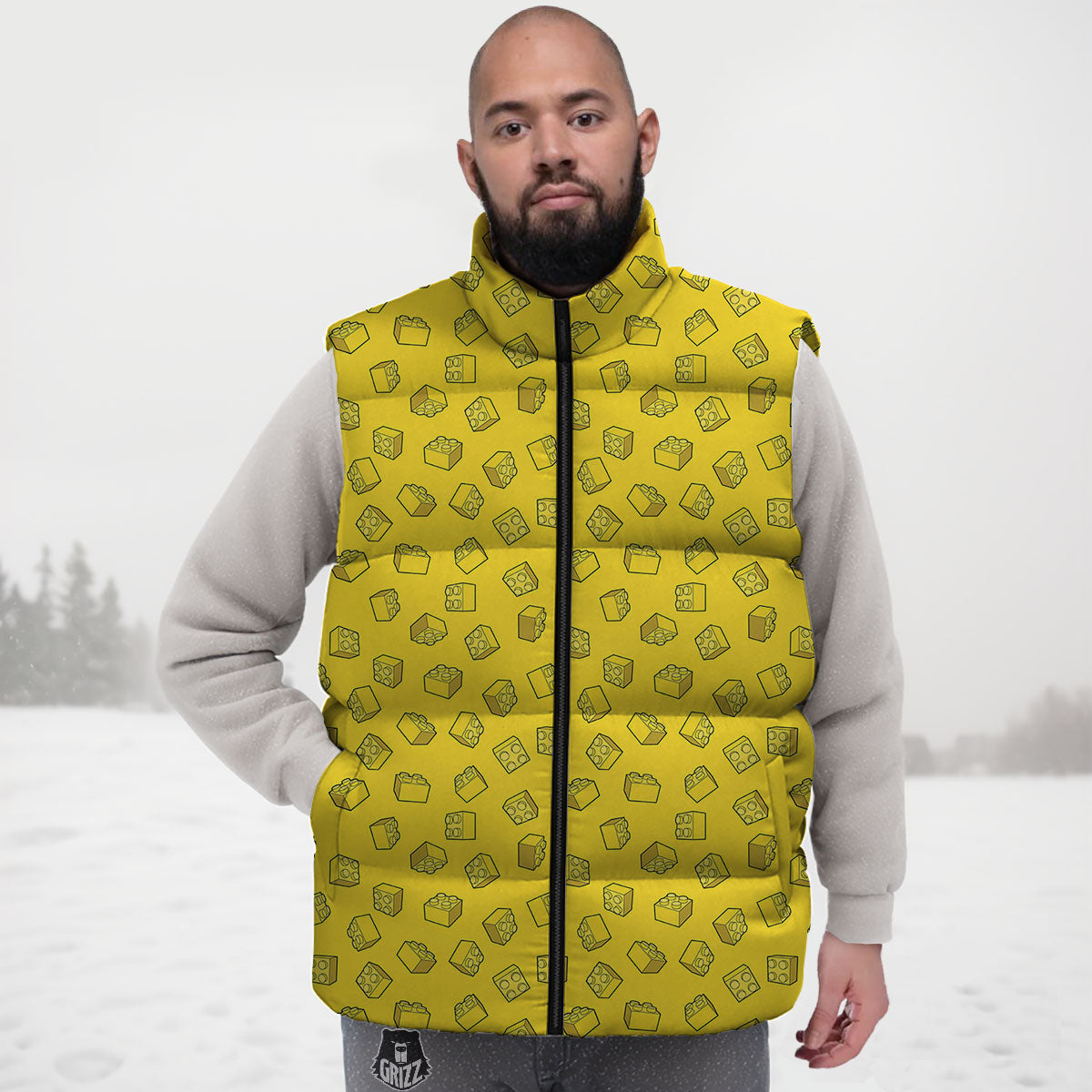 Toy Building Blocks Print Pattern Down Vest-grizzshop