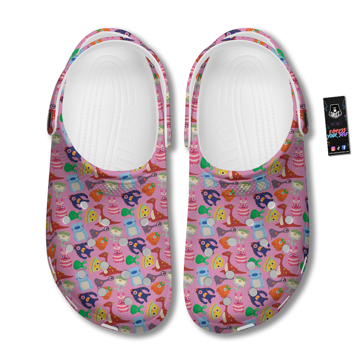 Toy Monster Cute Pink Print Pattern Clog-grizzshop