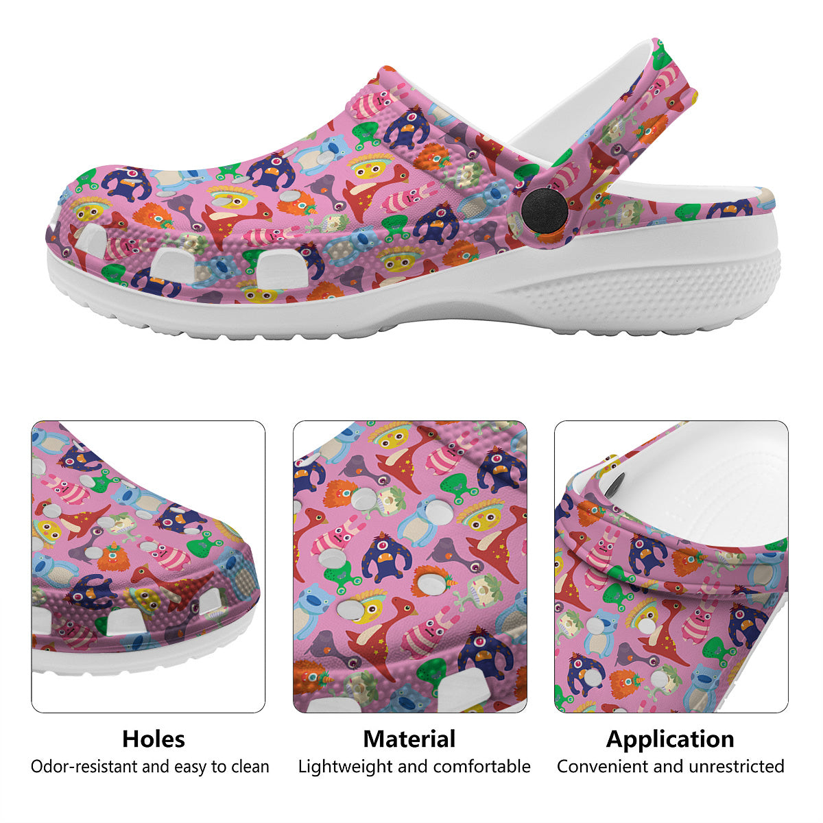 Toy Monster Cute Pink Print Pattern Clog-grizzshop