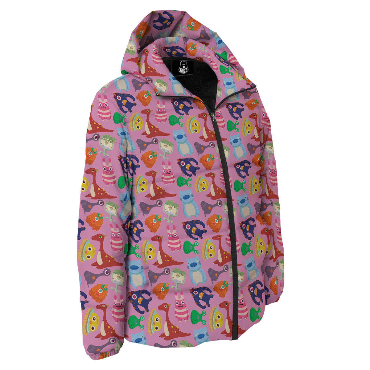 Toy Monster Cute Pink Print Pattern Down Jacket-grizzshop