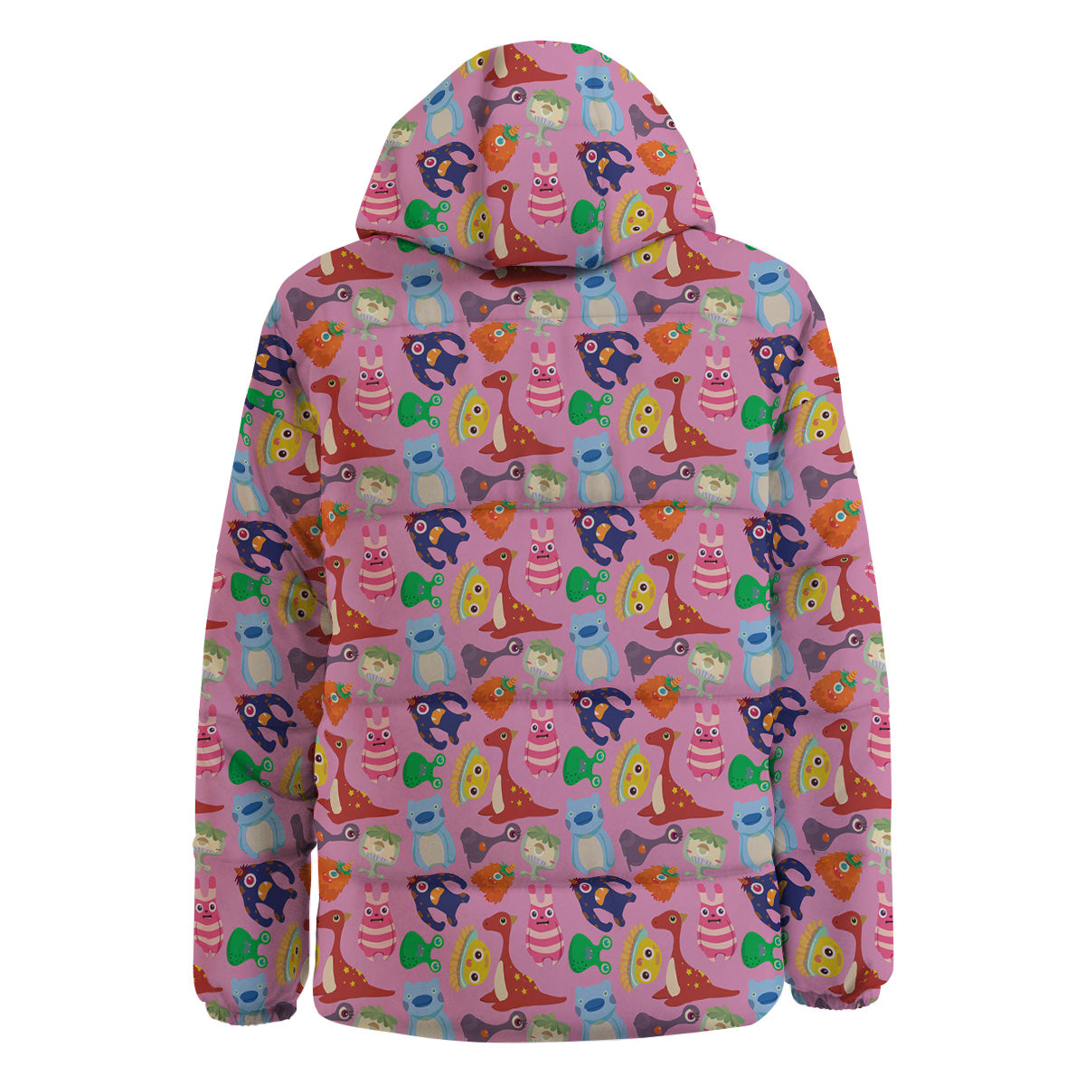 Toy Monster Cute Pink Print Pattern Down Jacket-grizzshop